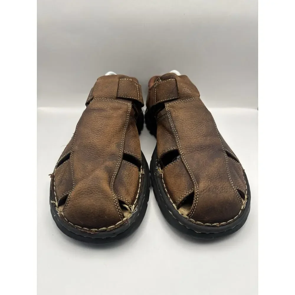 Skechers Brown Leather Fisherman Sandals Men Size 12
